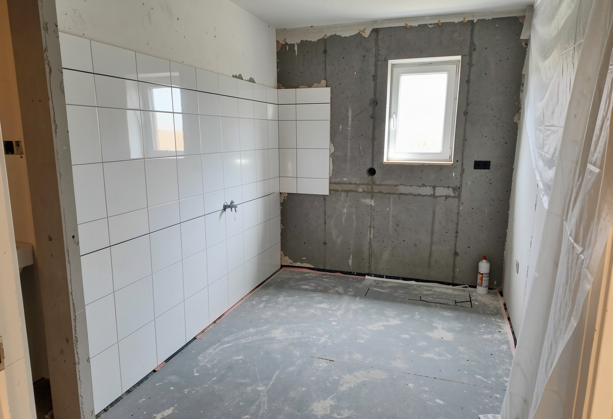 Bathroom mid-renovation strip-out in progress