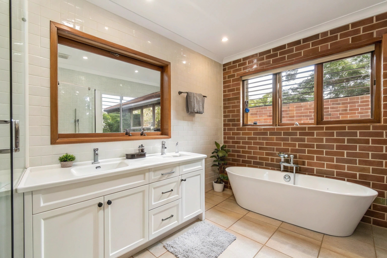 Fully restored bathroom after water damage leak repair completed in Lake Macquarie